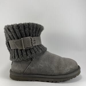 UGG Australia Cambridge Knit Suede 1006013 Sweater Boots Grey Womens Size 6